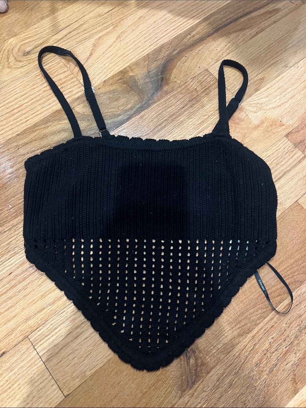 Black Cropped Knit Tank Top